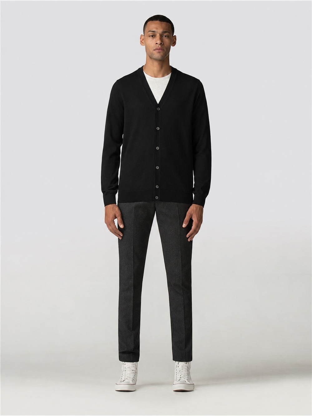 BEN SHERMAN 100% MERINO WOOL CARDIGAN BLACK MEN’S XXL